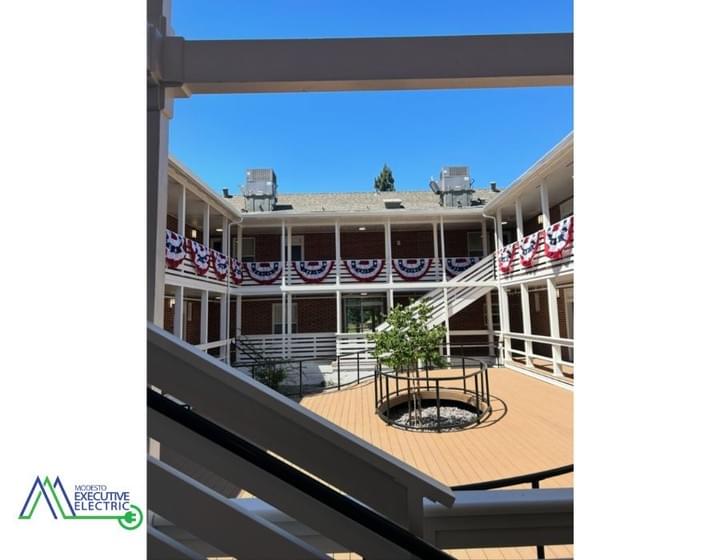 Commercial electrical upgrade in historic dormitory building converted to veteran apartments Stockton California