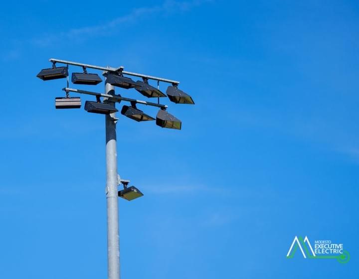 Football field lighting upgrade by Modesto Executive Electric at Central Valley High School in Ceres, CA