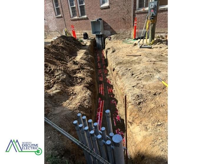 New main service panel installation coordinated with PG&E at UOP veteran housing project Central Valley