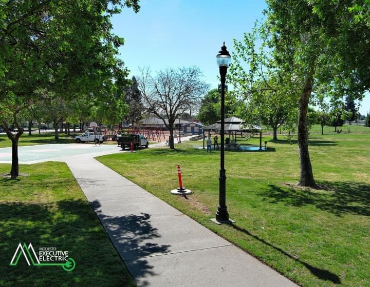 City of Modesto park security lighting upgrade by Modesto Executive Electric in Modesto, California