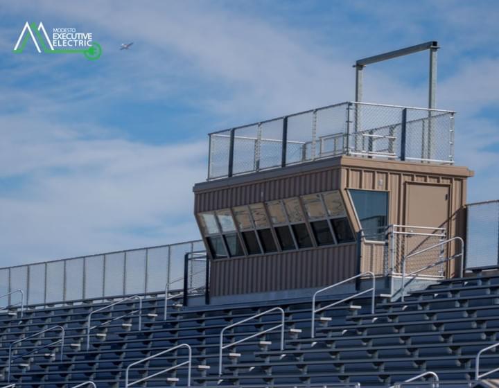 Press box electrical installation at Central Valley High School Stadium by Modesto Executive Electric