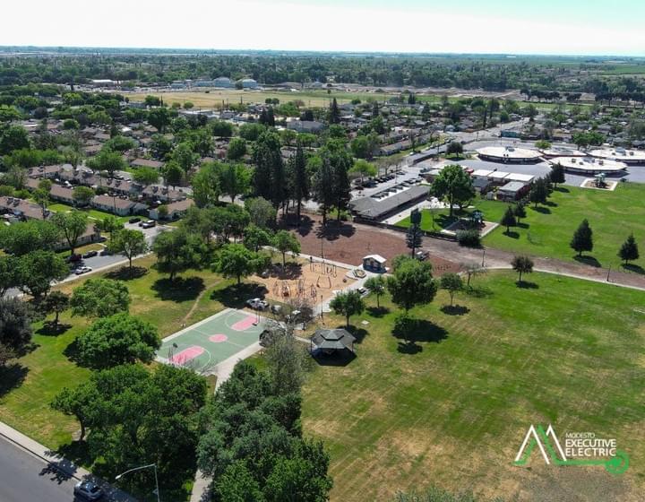 Completed park security lighting upgrade at Robertson Park by Modesto Executive Electric
