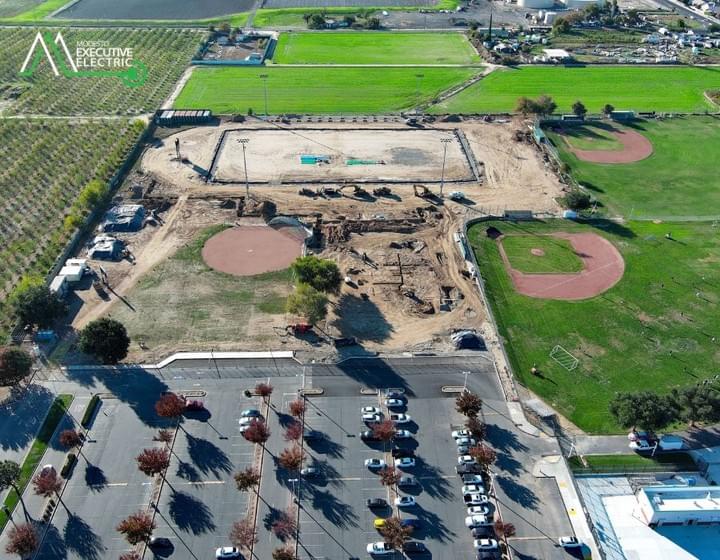 Track and bleacher lighting electrical work by Modesto Executive Electric at Central Valley High School