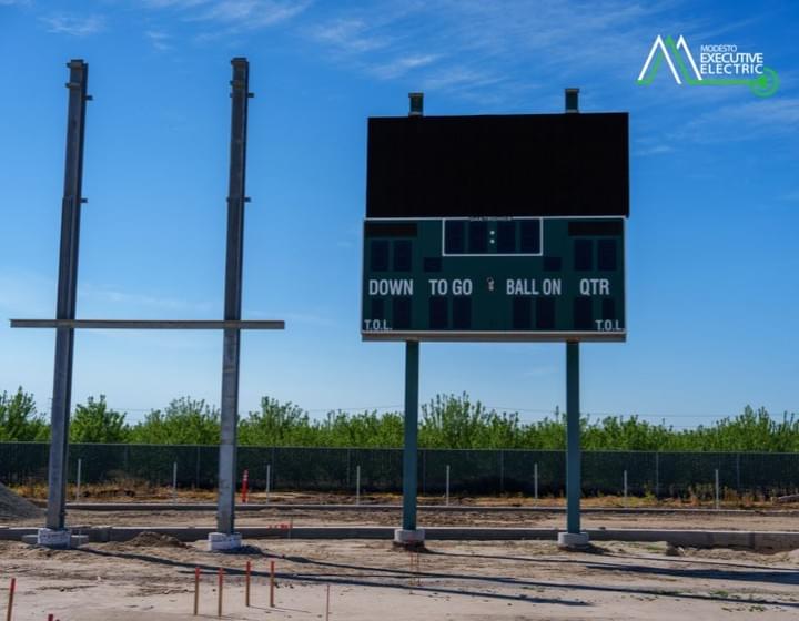 Press box electrical installation at Central Valley High School Stadium by Modesto Executive Electric