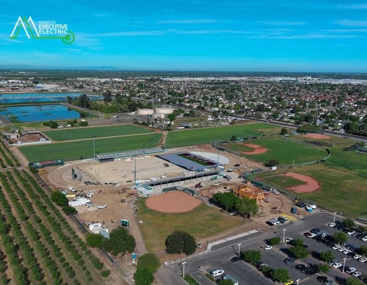 Press box electrical installation at Central Valley High School Stadium by Modesto Executive Electric