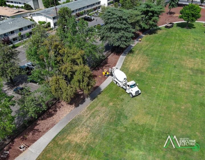 Pathway lighting installation at James Marshall Park by Modesto Executive Electric in Modesto, CA