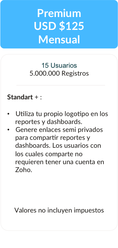 Plan Premium Zoho Reports