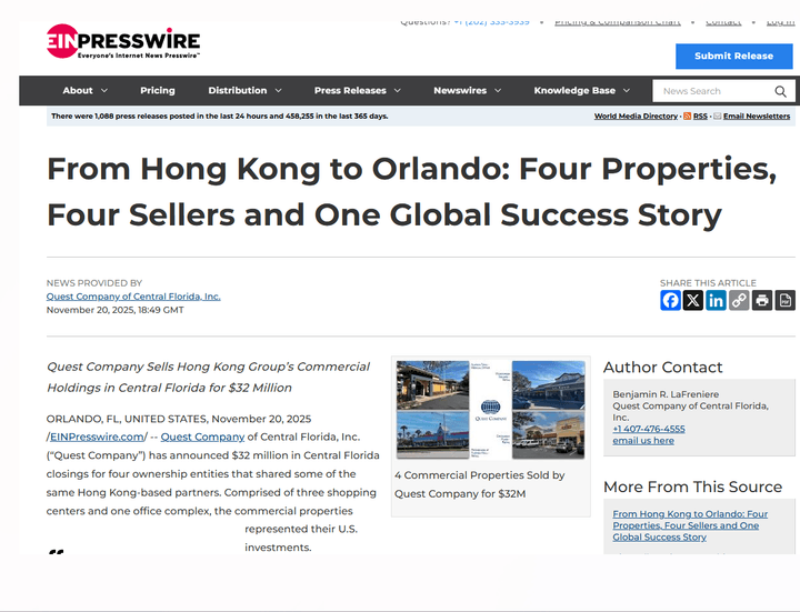 Screenshot of EIN Article featuring Ben LaFreniere