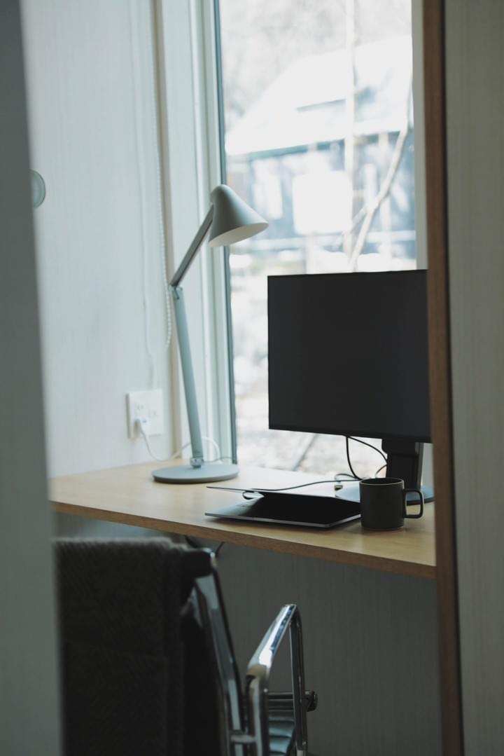 Work space with a monitor