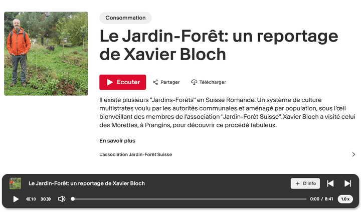 Emission RTS, côté Jardin, xavier bloch, Jardin-Forêt des Morettes, Prangins 