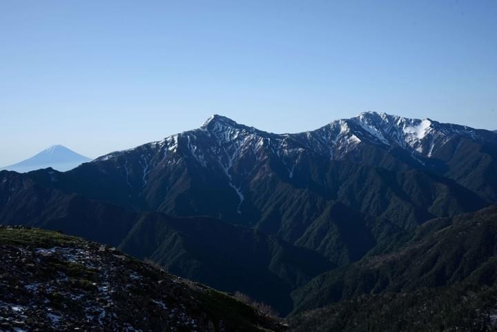 富士山、北岳、間ノ岳