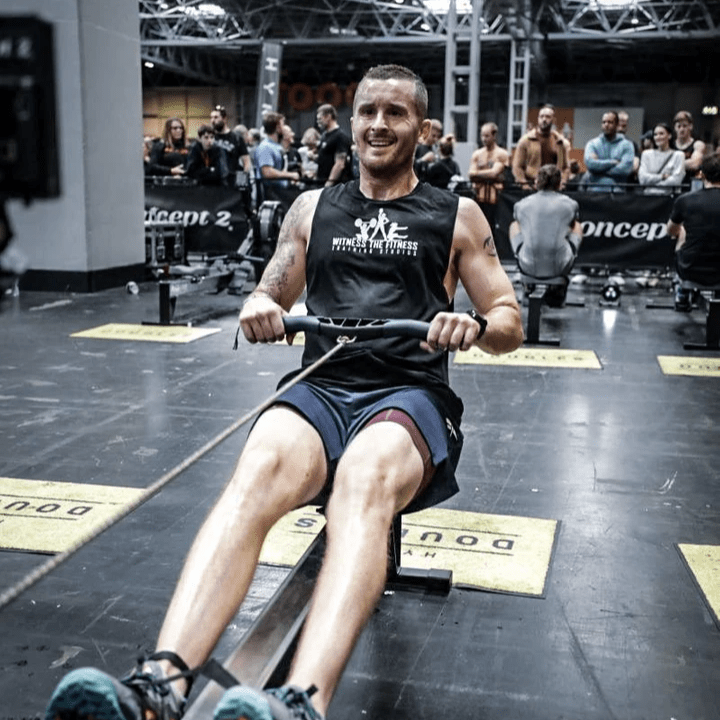 Coach Pete pushing out the 1000m on the rower