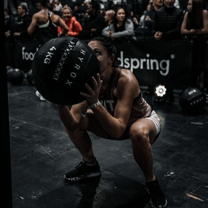 Jodie from the gym showing her wall ball skills