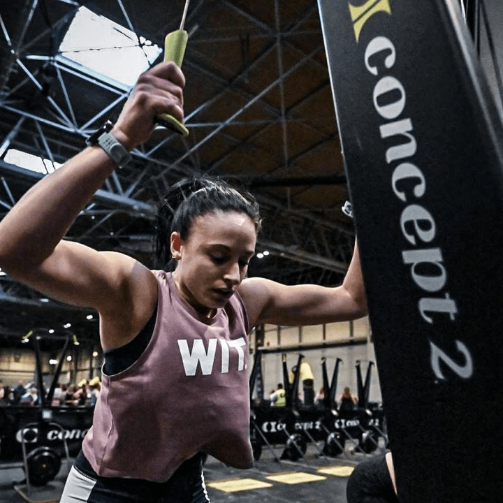 Jodie pushing out the 1000m on the ski