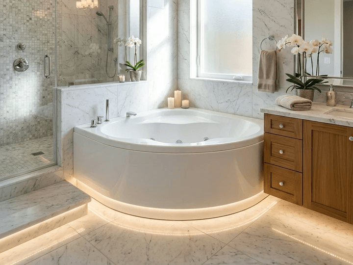 Baignoire d'angle Tunisie / Salle de bain Tunisie / Baignoire Tunisie / Baignoire d’angle Tunisie / Baignoire acrylique Tunisie / Baignoire angle en acrylique Tunisie