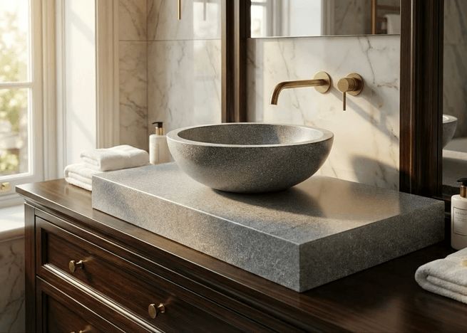 Plan 90 cm pour vasque à poser  Tunisie / Plan à vasque 90 cm Tunisie / Plan à Vasque gris Tunisie / Plan vasque gris Tunisie / Sanitaires design Tunisie / Sanibel Tunisie 