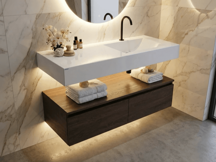 Meuble de salle de bain Tunisie / Salle de bain Tunisie / Meuble pour salle de bain design Tunisie / Meuble de salle de bain Hydrofuge Tunisie / Meuble de salle de bain High Gloss Tunisie