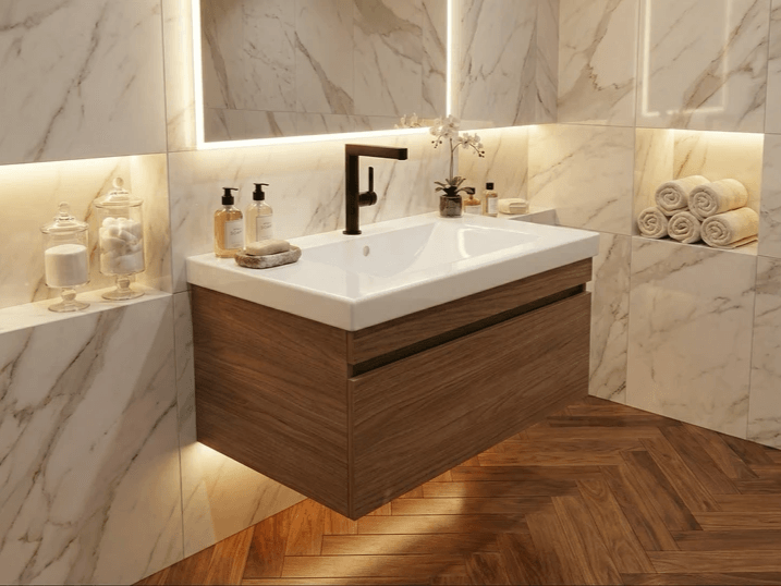 Meuble de salle de bain Tunisie / Salle de bain Tunisie / Meuble pour salle de bain design Tunisie / Meuble de salle de bain Hydrofuge Tunisie / Meuble de salle de bain High Gloss Tunisie