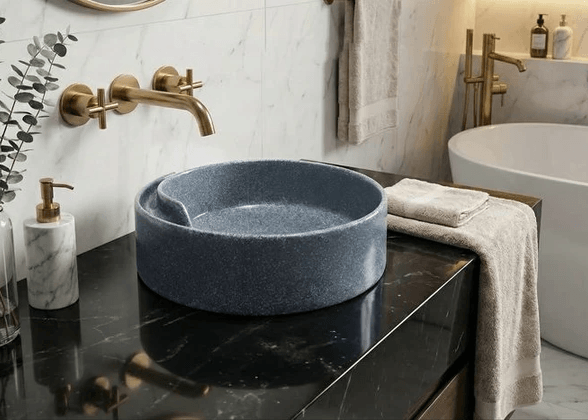 Vasque sanitaire Tunisie / Vasque  arrondie granité gris  Tunisie
