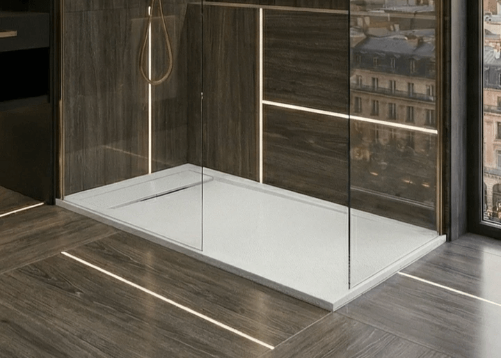 Receveur de douche Tunisie / Receveur rectangulaire extra-plat "Galaxite" blanc