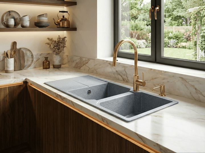 Évier de cuisine gris Tunisie / Évier de cuisine double bacs Tunisie / Evier de cuisine moderne Tunisie 