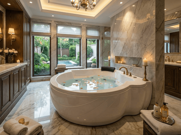 Baignoire hydromassage en ilôt Tunisie / Salle de bain Tunisie / Baignoire hydromassage centrale Tunisie