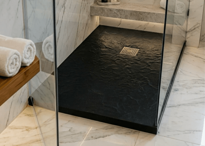 Receveur de douche Tunisie / Receveur rectangulaire extra-plat "ardoisé" noir 