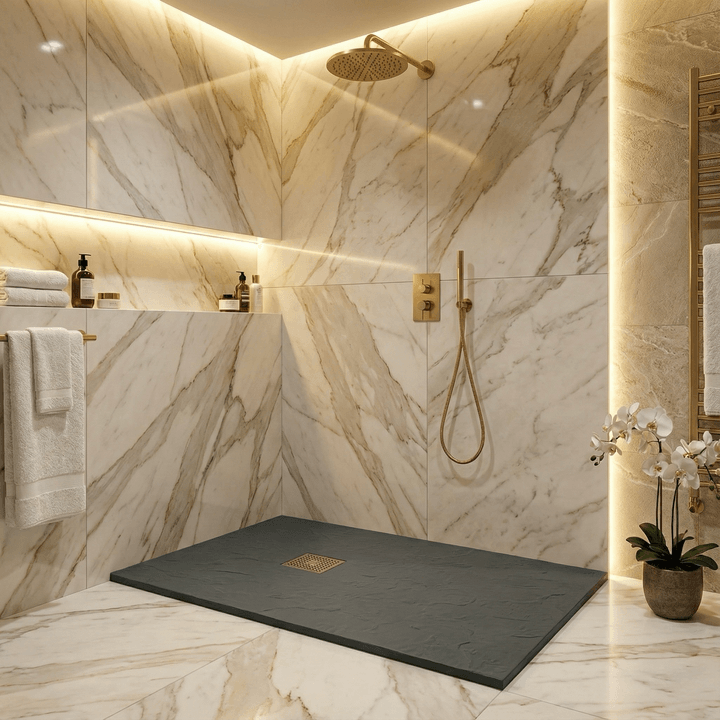 Receveur de douche Tunisie / Receveur rectangulaire extra-plat "ardoisé" gris
