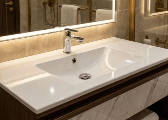 Plan-vasque 96 cm Tunisie / Salle de bains Tunisie / Plan vasque avec rebords Tunisie / Plan vasque suspendu Tunisie / Plan vasque de salle de bain Tunisie