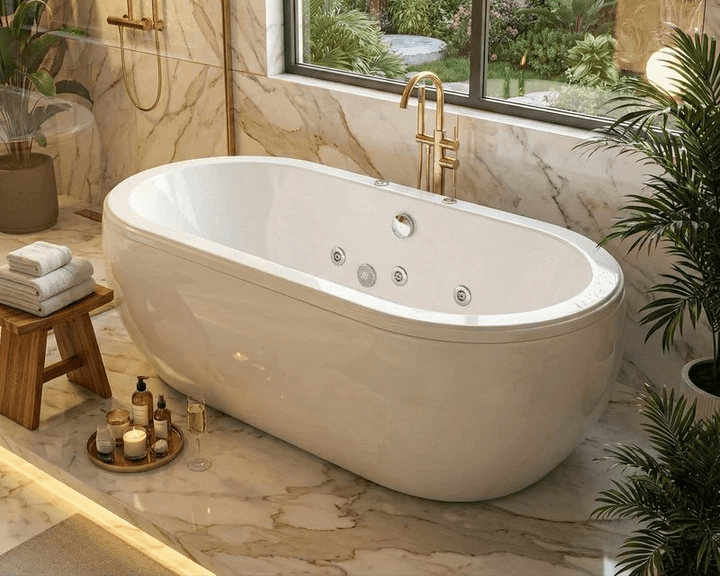 Baignoire Tunisie / Salle de bains luxueuse Tunisie / Baignoires luxueuses Tunisie / Baignoire hydromassage en ilot Tunisie / Baignoire déco Tunisie / Baignoire relaxante Tunisie