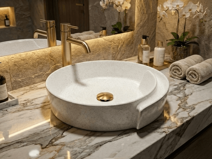 Lavabo Tunisie / Vasque Tunisie / Vasque  à poser granité blanc Tunisie /  Vasque à poser rond Tunisie / Bol Tunisie