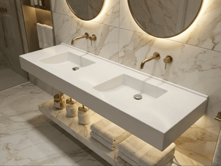 Lavabo Tunisie / Salle de bain Tunisie / Lavabo double suspendue Tunisie