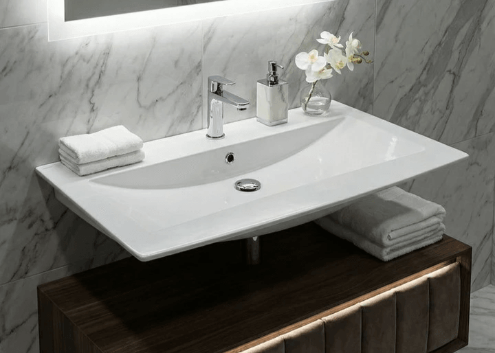 Plan vasque Tunisie / Plan vasque résine Tunisie / Plan-vasque blanc Tunisie / Plan vasque 92 cm 