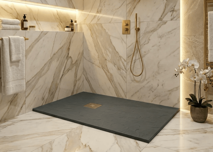 Receveur de douche Tunisie / Receveur rectangulaire extra-plat "ardoisé" gris