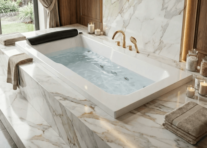 Baignoire hydromassage Tunisie / Baignoire détente grande taille Tunisie / Baignoire luxueuse Tunisie / Baignoire avec repose tete Tunisie / Baignoire hydromassage avec repose tete Tunisie