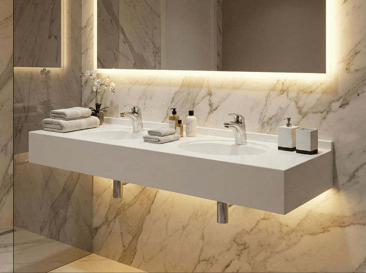 Lavabo Tunisie / Salle de bain Tunisie / Lavabo double suspendue Tunisie