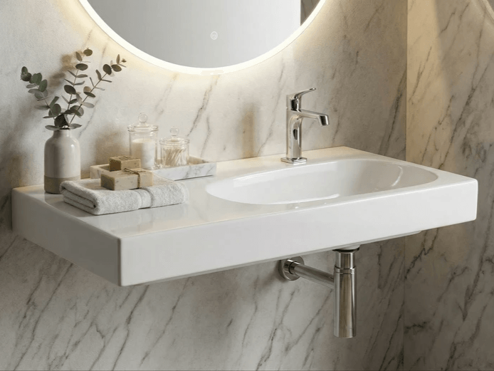 Vasque  avec espace de rangement Tunisie - Plan vasque avec espace de rangement Tunisie - Salle de bain intemporelle Tunisie - Salle de bain Geberit Tunisie