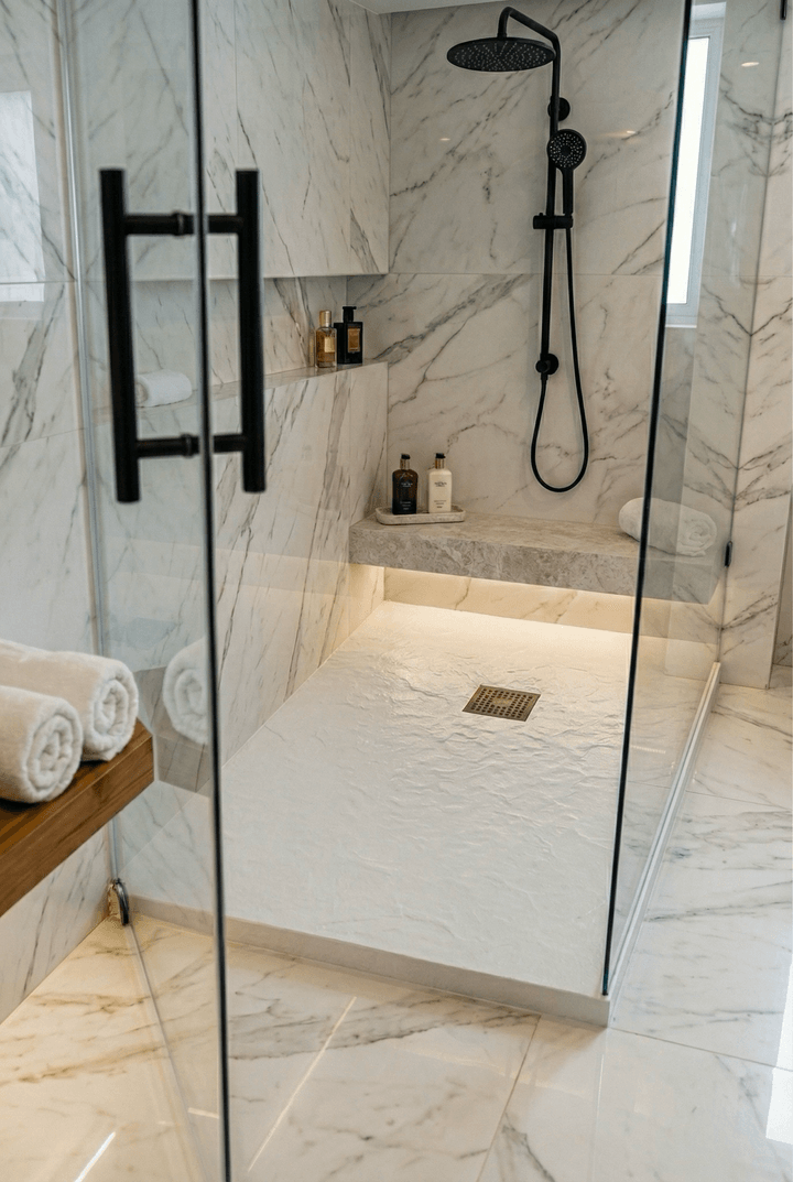 Receveur de douche Tunisie / Receveur rectangulaire extra-plat "ardoisé" blanc