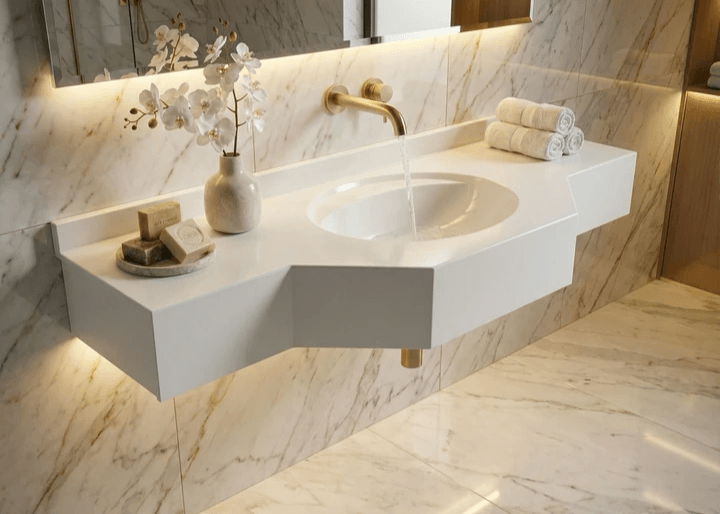 Plan 160 cm pour vasque à poser  Tunisie / Plan à vasque 160 cm Tunisie / Plan vasque grande taille  Tunisie / Sanitaires design Tunisie / Sanibel Tunisie