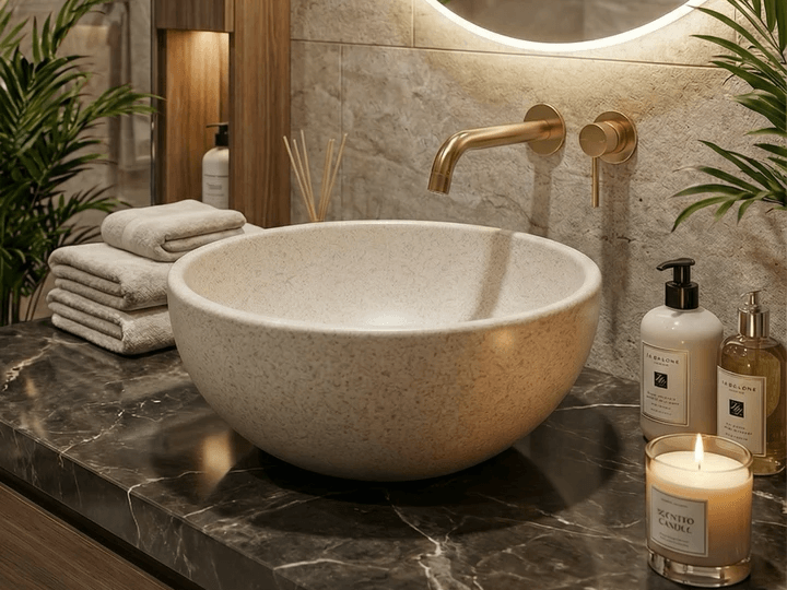 Vasque Tunisie /  Bol à poser en corail Tunisie /  Vasque semi encastrer rectangulaire Tunisie / Bol Tunisie