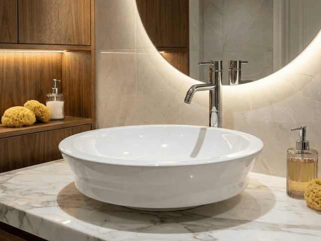 Lavabo Tunisie / Vasque Tunisie / Vasque semi encastrer Tunisie /  Vasque à poser rond Tunisie / Bol Tunisie