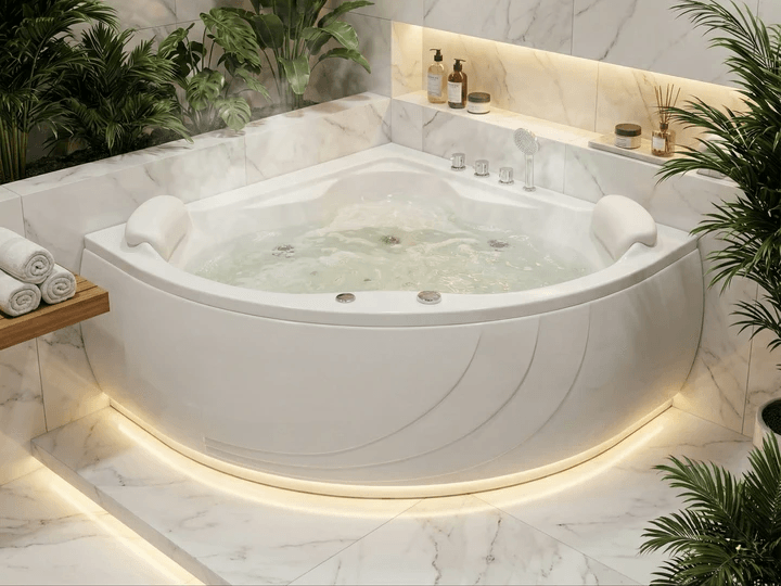 Baignoire  hydromassage  d'angle Tunisie / Salle de bain Tunisie Baignoire hydromassage de coin Tunisie