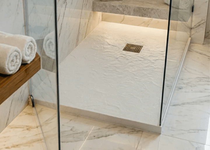 Receveur de douche Tunisie / Receveur rectangulaire extra-plat "ardoisé" blanc