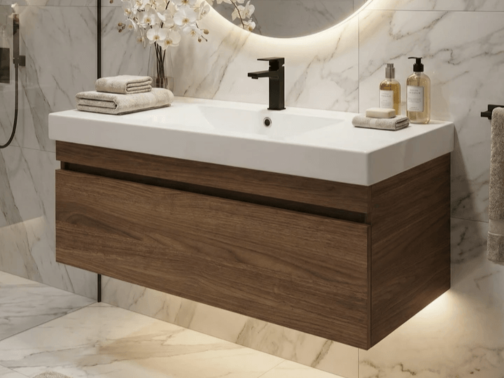 Meuble de salle de bain Tunisie / Salle de bain Tunisie / Meuble pour salle de bain design Tunisie / Meuble de salle de bain Hydrofuge Tunisie / Meuble de salle de bain High Gloss Tunisie