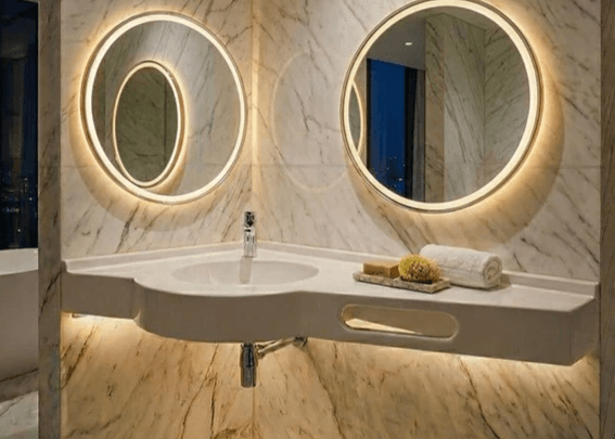 Plan vasque pas cher Tunisie / Plan vasque à poser salle de bain Tunisie / Sanitaire salle de bain Tunisie / Plan-vasque d'angle / Pan-vasque avec porte-serviette intégré