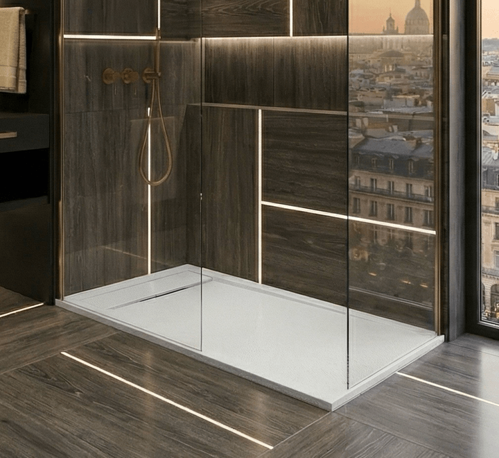 Receveur de douche Tunisie / Receveur rectangulaire extra-plat "Galaxite" blanc