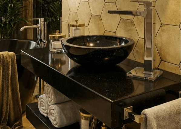 Plan pour bol à poser Tunisie / Plan pour vasque noir Tunisie / Sanitaire salle de bain noir Tunisie / Plan noir pour bol à poser Tunisie