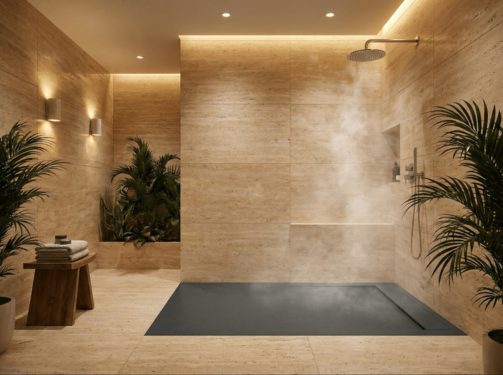 Receveur de douche Tunisie / Receveur rectangulaire extra-plat "Galaxite" gris