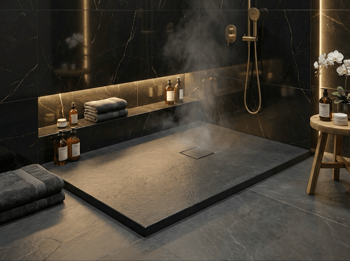 Receveur de douche Tunisie / Receveur rectangulaire extra-plat "Vulcanite" noir