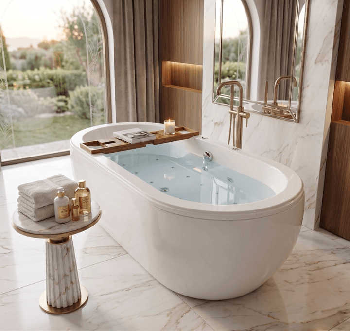 Baignoire Tunisie / Salle de bain design Tunisie /Salle de bain luxueuse Tunisie / Baignoire de luxe Tunisie / Baignoire centrale hydromassage Tunisie / Baignoire hydromassage en ilot Tunisie